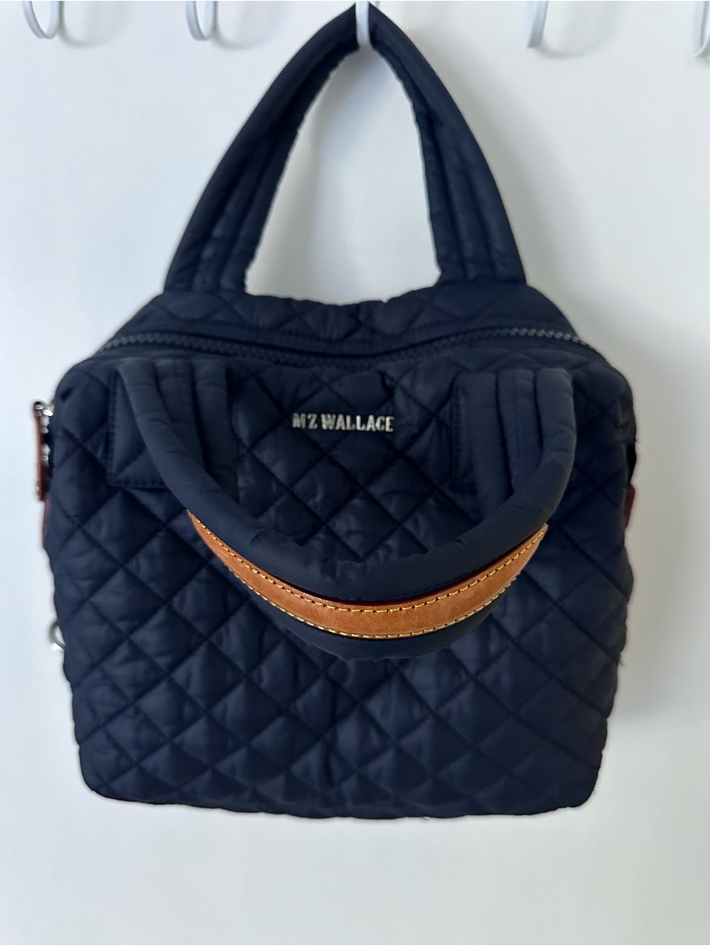 MZ Wallace Small Sutton Quilted Bag Tote Navy